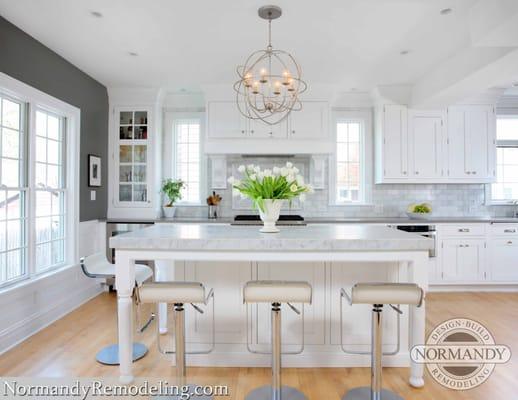 White kitchen with gray accents