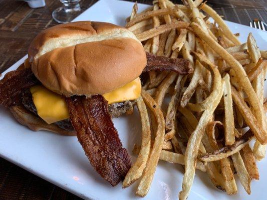 Decent burger and fries (The "Chef Burger" I think)