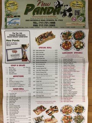 Lunch menus &sushi menus