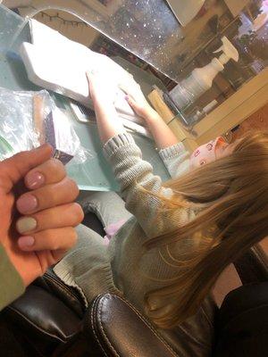 My 5 year old getting her nails done by Helen! Such an amazing nail tech.