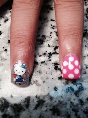 Close up look at hello kitty design...