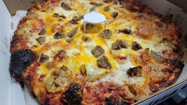 Stuffed Hot Pepper Pizza with Meatballs: A phenomenal pizza!  Totally recommend adding meatballs