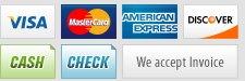 WE TAKE CASH, VISA, MASTERCARD, AMERICAN EXPRESS, DISCOVER AND CHECKS