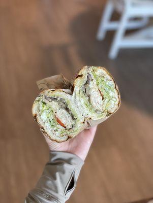 Spiffy Tiffy - halal chicken, mushrooms, avocado, pesto, provolone, pepperjack