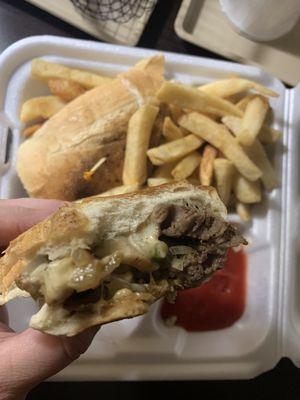 Philly cheesesteak & fries