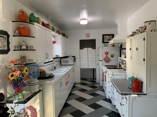 Our finished kitchen with Marmoleum Click Lok. We wanted a vintage look!