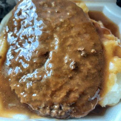 Salisbury steak and mashed potatoes