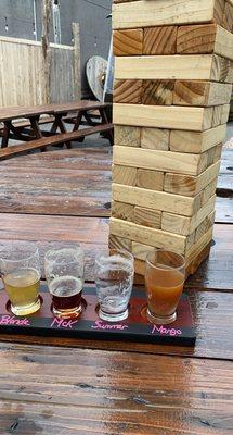 Flight on the back deck with giant Jenga and cornhole!