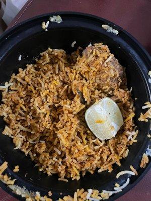 Goat Biryani, The rice is all broken and do not feel like Basmati rice was used.