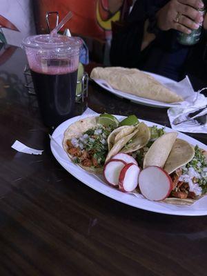 al pastor tacos Jamaica juice