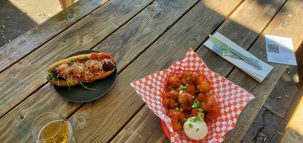 Meatball sub and Buffalo cauliflower