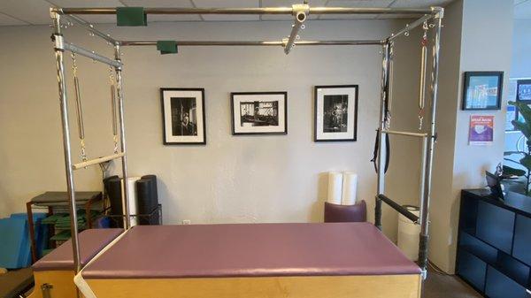 As you enter you'll see the Pilates Cadillac and a few photos of Joseph Pilates circa 1960's.