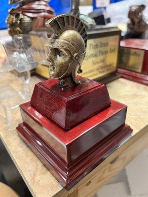 Spartan head trophy