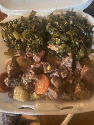 Stew beef and double collared greens! Delicious!!!