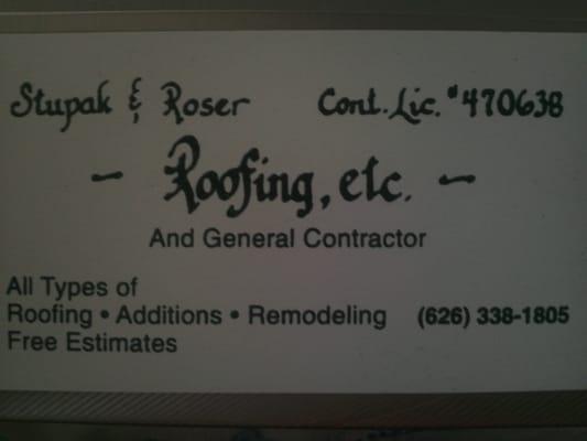 Stupak & Rose Roofing Etc