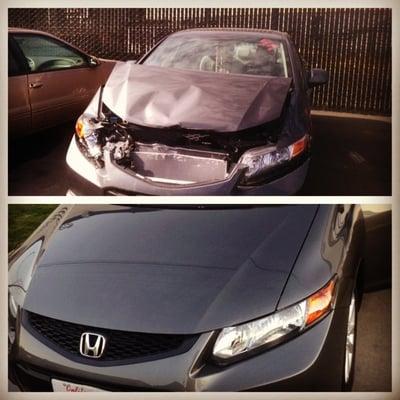 Before and after of my 2012 grey Honda civic.