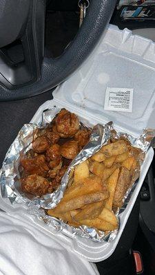 Honey bbq boneless chicken and wedges