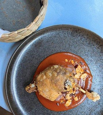 Confit Liberty Duck Leg w/ apricot mole, pink beans, almond-guajillo crumble | $34