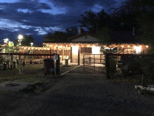 COVID safe beautiful park like patio at the RailRunner station in Belen, NM