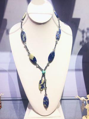 Sodalite and crystal y-shape necklace!