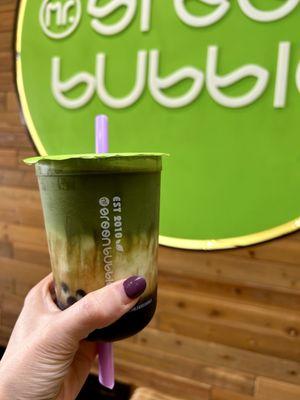 Amber Matcha Ice Milk With Boba