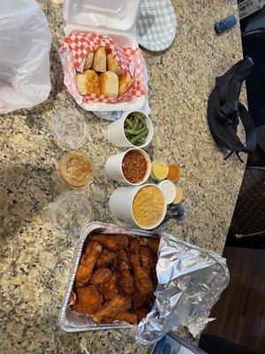 Family platter with corn, beans and greeen beans