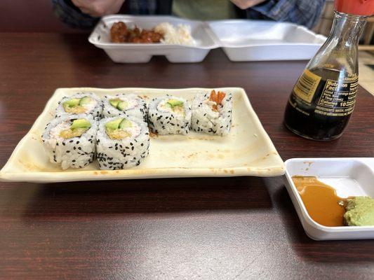 Shrimp roll and general Tao chicken