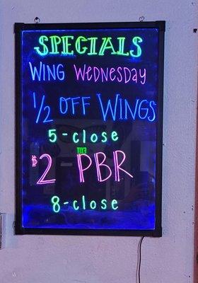 Wing Wednesday  1/2 price wings!!