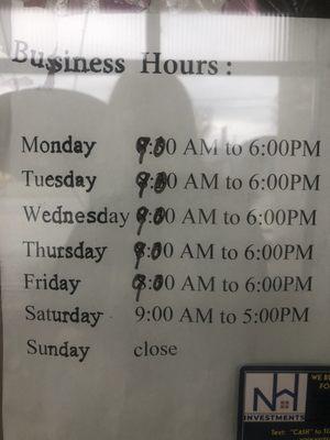 Hours posted as of 2/25/22