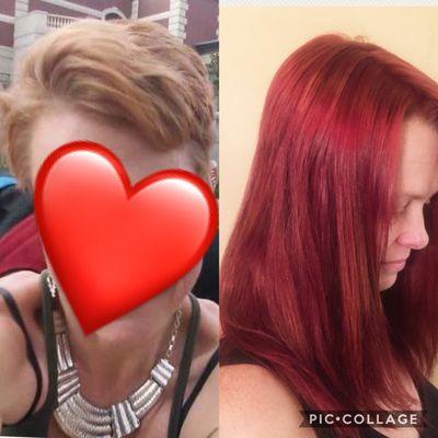 Short pixie cut to long red hair