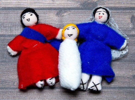 Fabric style nativity scene for kids learning 3"tall