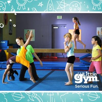 Watch your child discover their natural talents as they conquer the mat, vault, bars and balance beam in our grade school program.