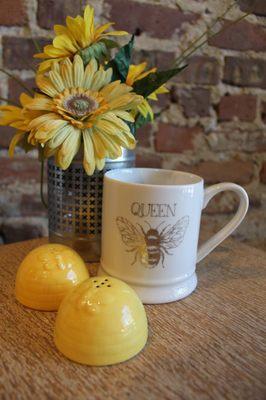 Have a BEE-utiful morning with a queen bee mug and honey salt + pepper shakers