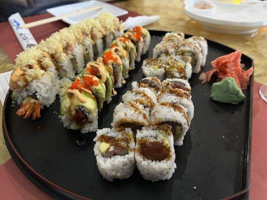 TAMPA roll, Crunchy Roll, Monster Roll, and Pacific Fusion Roll