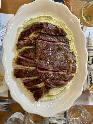 A double order of the medium rare entrecôte steak from the prix fixe menu -- SO good