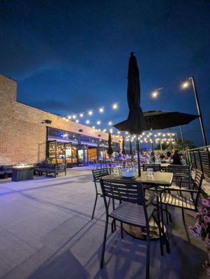 Outdoor patio by the river