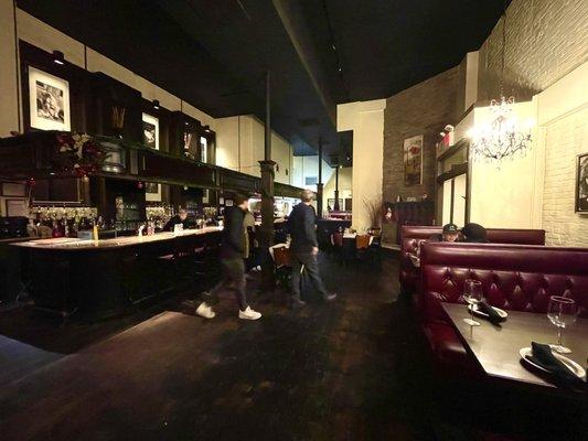 The bar & booth seating. Very much a 30's vibe to me?