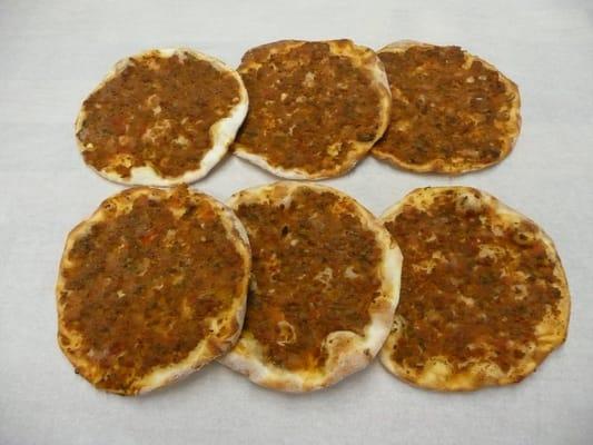 Lahmajune (Armenian Pizza) - With meat, vegetables, and seasoning.