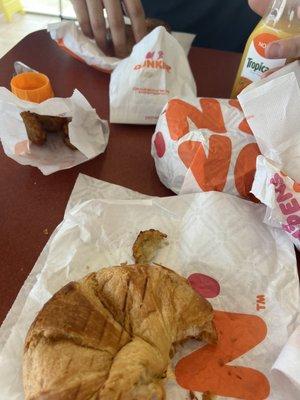 Egg bacon cheese Croissant and Bagels