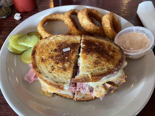 Reuben 43 with Onion Rings ($2 up-charge for 4 Onion Rings)