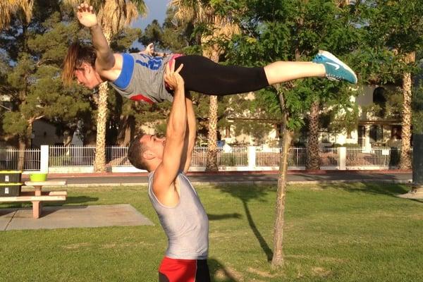 Fun before class! A little Dirty Dancing moves to keep the shoulders growing.