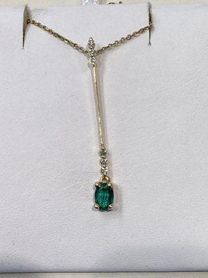 Emerald and diamond pendant