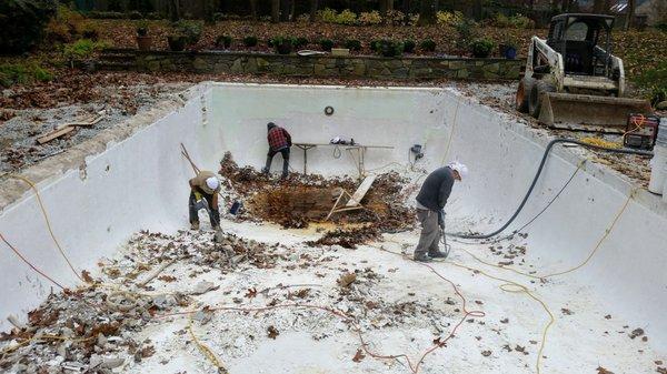 Stripping old plaster off of pool shells can be a very difficult and labor-intensive endeavor.