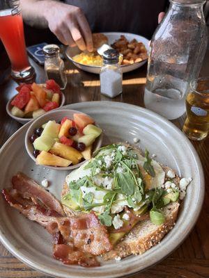 Avocado toast with bacon