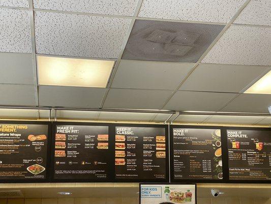 Subway menu