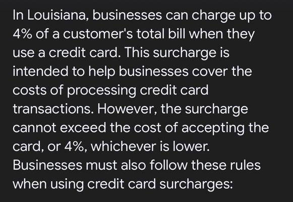 Laws federal and state clearly say you can not charge an $8 processing fee for a $20 purchase.