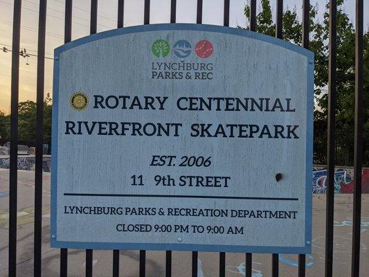 Rotary Centennial Riverfront Skatepark, Lynchburg