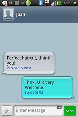 Compliment from Josh, a regular client