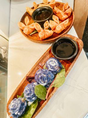 Blossom dumplings and lobster Rangoons