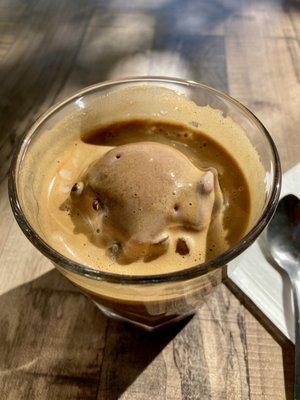 Affogato with chocolate chocolate chip